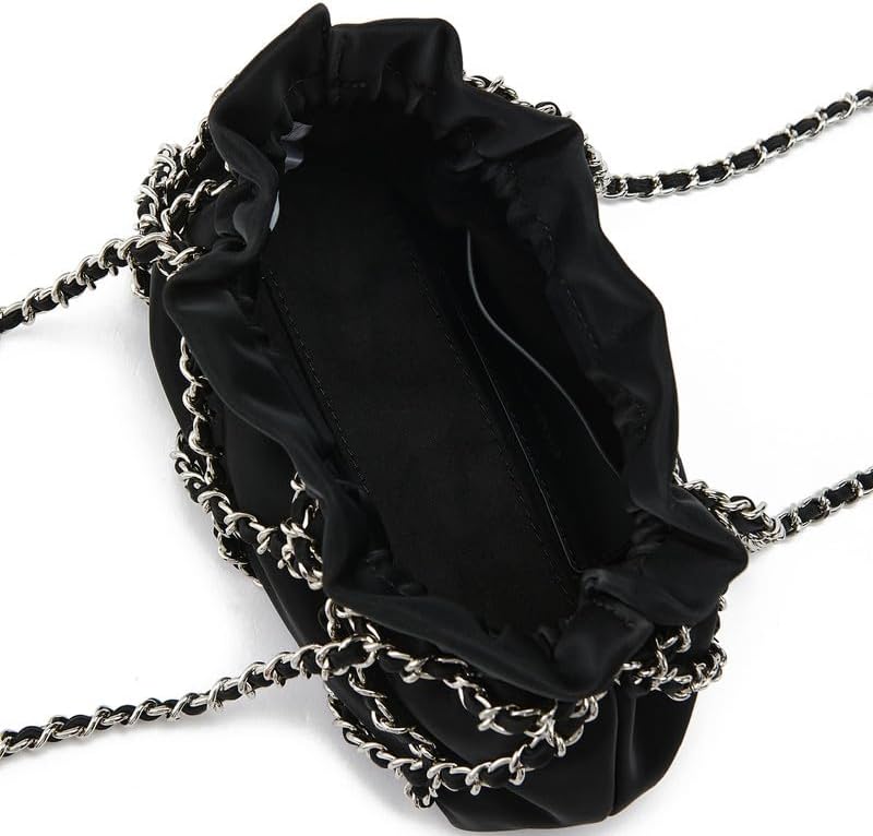 URBAN REVIVO Women's Fashion Ruched Shoulder Bag Crossbody Casual Bag With Chain Medium