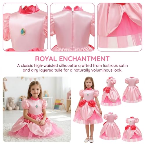 Disfraz de princesa rosa para niñas 7-8 años miniatura 3