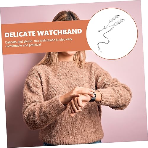 Correa de cadena de cuentas de doble recorrido para reloj de pulsera de mujer 6