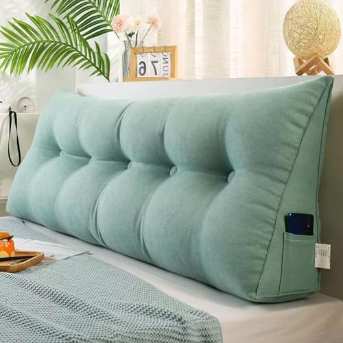 ZHULONGRUSHUI Triangular Wedge Cushion,Lumbar Support Cushion Waist Backrest,Removable Headboard Reading Pillow,Soft Sofa Daybed Positioning Bolster (80x50x20cm,Peacock Blue)