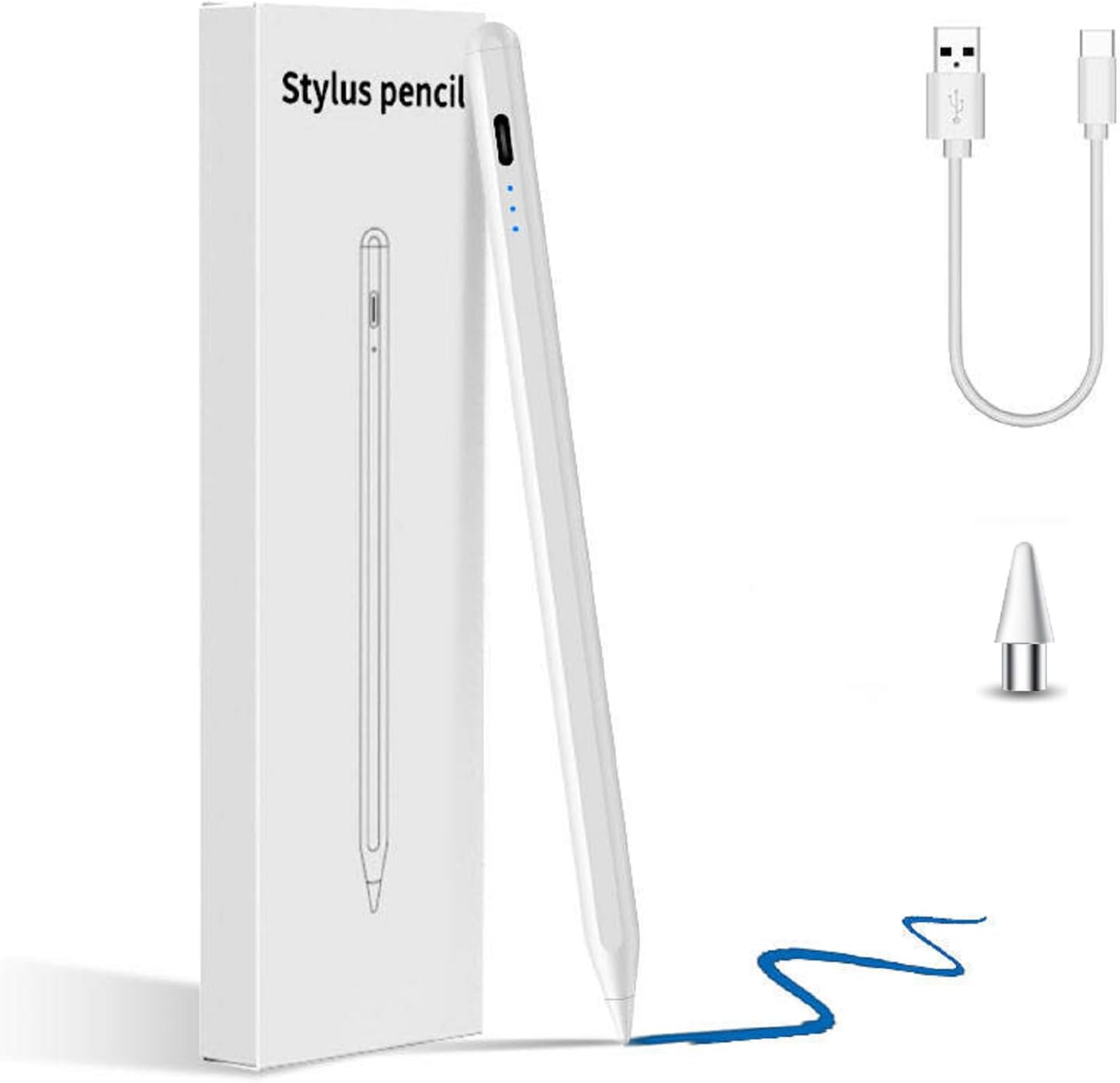 Stylus Pen for Touch Screens, Capacitive Pencil for iPad, Android Tablets & Smartphones, High Precision Smooth Writing Drawing Pen for, Tablet (1Pc,White (Palm Rejection Not Supported)