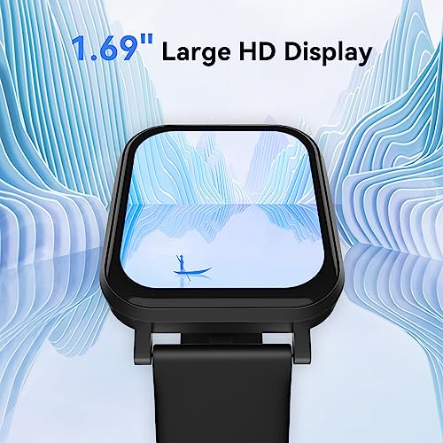 Maxtop Smart Watch For Women Men,1.69" Touch Screen Fitness Tracker For Iphone Android Phone Ip68 Waterproof,Finess Watch With Step Calorie Counter Sleep Monitoring Pedometer Watches, T11 Pro+ Black #TOP1