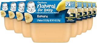 Gerber 1st Foods Baby Food Banana Puree, Natural & Non-GMO, 2 Ounce Tubs, 2-Pack (Pack of 8)