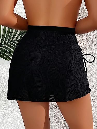 SweatyRocks Women's Beachwear Drawstring Tie Side Beach Skirt Split Knitted Swimsuit Cover Up Skirt2