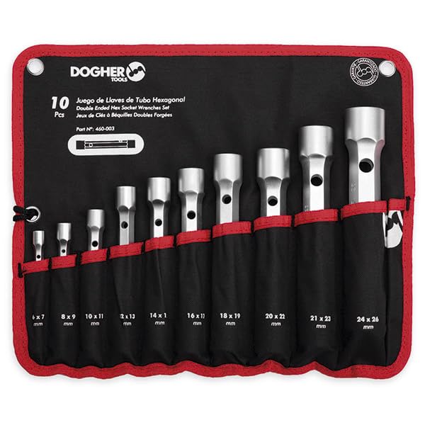 Dogher 460-003 sac nylon 10 clés à tube hexagonale pour serrage précis