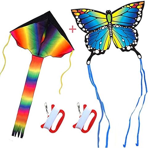 HONBO Rainbow+Butterfly Kite for Kids -Easy to Assemble, Launch, Fly Great for Beach Use - The Best Kite for Everyone - Girls, Boys, Kids, Adults, Beginners and Pros Cover