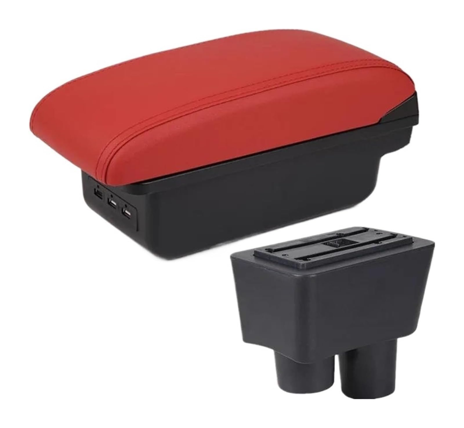 Hckclmbmzw B4 Red 3Usb For Nissan For Almera For Versa Car Armrest Box Central Storage Retrofit Interior Accessories Car Armrest Center Console(B4 Red 3Usb)