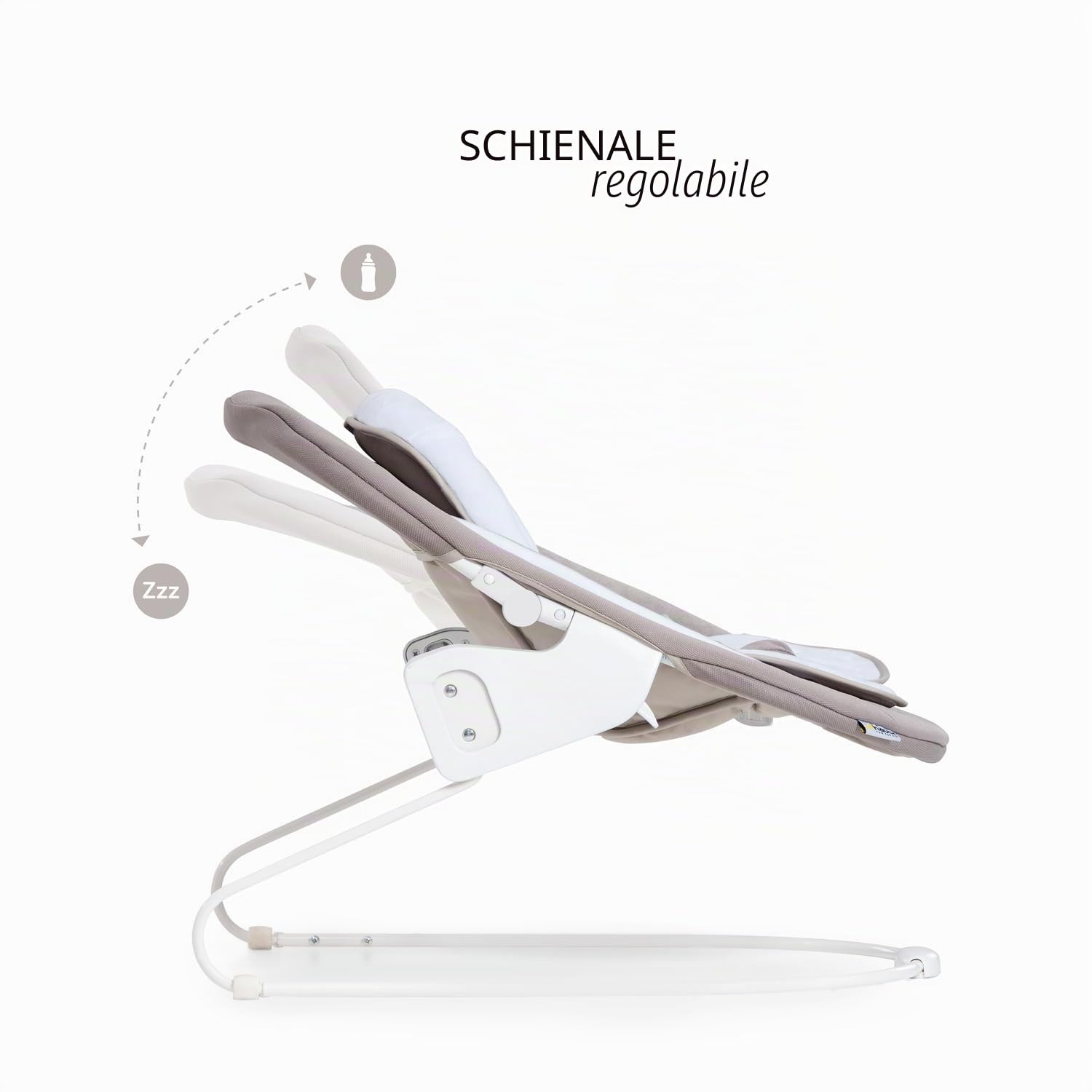 hauck Alpha Bouncer Deluxe, Beige - Sdraietta Neonato con Arco Giochi, Schienale Regolabile e Base Dondolo per Seggioloni Alpha+ e Beta+ - con Cintura a 3 Punti e Riduttore di Seduta