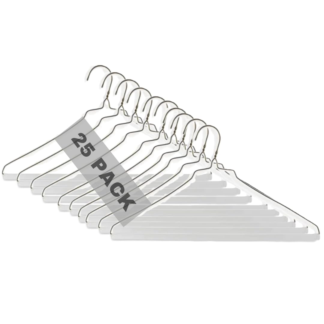 Royal Dry Clean Supply | 16" Inch Strut Hanger Pants Hanger - White Tube for Dry Cleaners or Home, Pack of 25