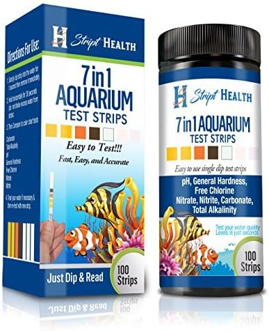 Stript Health 7-Way Aquarium Test Strips 100 Count - Easily Test Your Salt/Fresh Water Tank - Spend More Time Enjoying Your Fish - One Simple Strip Test - Rapid Results - Best Value Kit