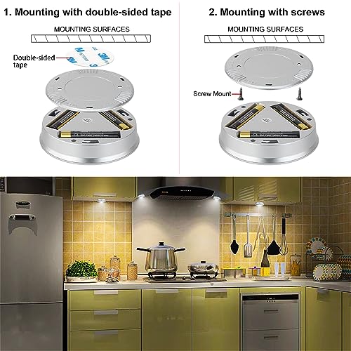 Image of LUXSWAY LED Puck Light, Ultra-Thin Touch Light, Battery Operated Tap Lights, Stick on Lights, Under Cabinet Lighting, Ideal for Kitchen Closets and Garage (Included 9 AAA Batteries, 3-Pack, White)