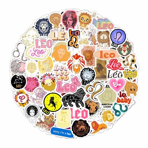 Image of 100Pcs Leo Stickers (Zodiac) for Water Bottle and Laptop - Leo Party Favors & Decorations, Waterproof Vinyl Astrology Decals, Gifts for Women & Men