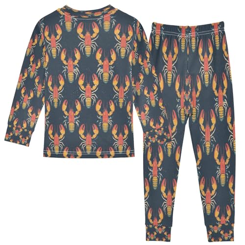 Pajama Sets Long Sleeve Abstract Lobster Cute Soft Comfy Sleepwear 2 Piece PJS 3-8T3