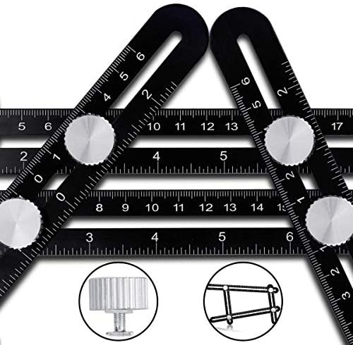 Multi Angle Measuring Ruler Template Tool - CrazyLynX Premium Aluminum Alloy Easy Angle Ruler, Precise Angle Ruler with Free Protective Pouch (A)