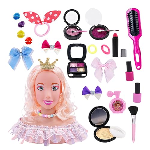 Shenrongtong Cabeza de muñeca para peinar el Cabello, Cabeza de muñeca de peluquería para niños - Cabeza de maniquí para Peinado de de Cabello | Cabeza de muñeca para práctica de cosmetología para