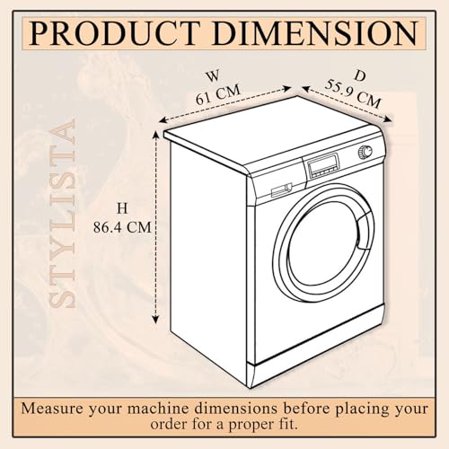 Image of Stylista Waterproof Front Load Washing Machine Cover Compatible for Haier 8 kg, Analog Pattern Black