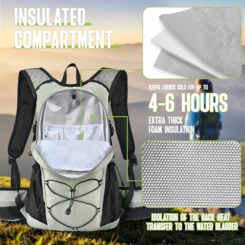 Image of N NEVO RHINO Hydration Backpack, 18L Multipurpose Hiking Backpack with 3L Water Bladder, Water Backpack Insulated Hydration Pack Ideal for Hiking and Cycling