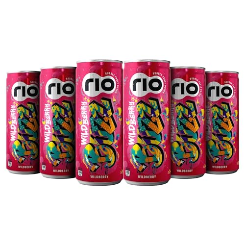 Image of Rio Wildberry Flavor Wild Berry Bubbly Fruit Drink Can|Soft Drink|Exotic Fruit Juice + Fizz|Rich In Vitamin C And Honey|Pack Of 12|250 Ml