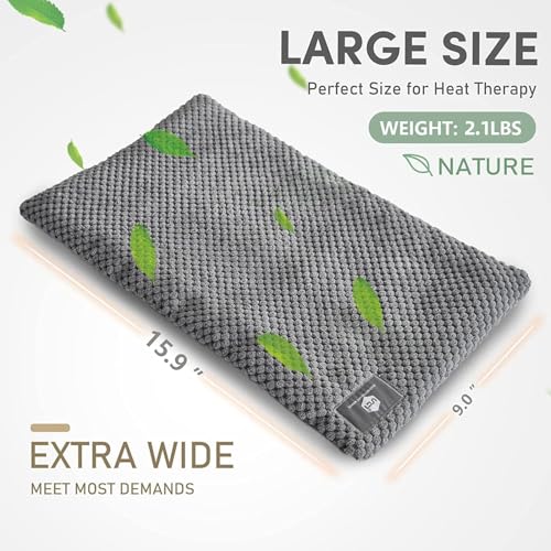 Image of UNCN Wide Microwave Heating pad with Washable Cover 9 * 15 inch Microwavable Hot Pad for Neck Shoulder, Cramps, Back Cordless Warm Compress Weighted Moist Heat Pack for Aches, Unscented