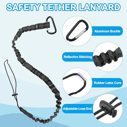 Image of MECCANIXITY Retractable Tool Lanyard 3.6ft with Single Aluminum Buckle and Adjustable Loop End, Maximum Weight Limit 10KG / 22lb, Safety Fall Protection Tools Leash, Black