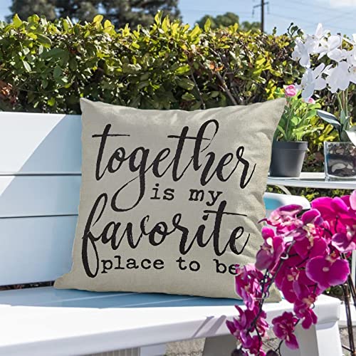 Fahrendom Rustic Decoration Together Is My Favorite Place To Be Farmhouse Décor Sweet Home Sign Cotton Linen Home Decorative Throw Pillow Case Cushion Cover With Words For Sofa Couch 18 X 18 In #TOP4