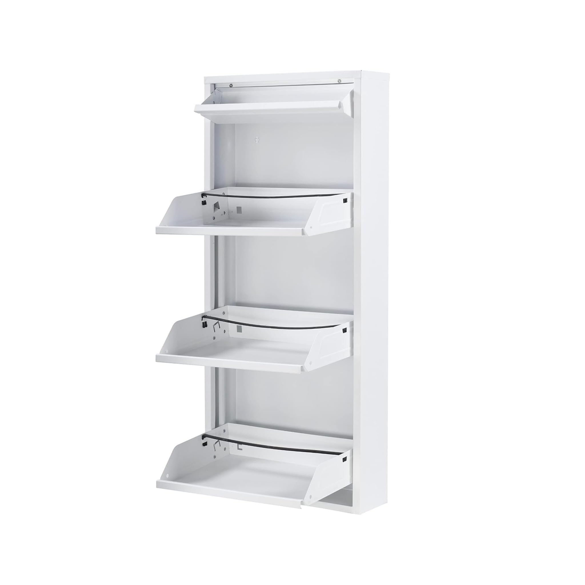 Alveon Schoenenkast, smal schoenenrek, metaal, schoenenkast met magnetische kleppen, schoenenrek, gemonteerd en wandmontage (zwart, 2 kleppen