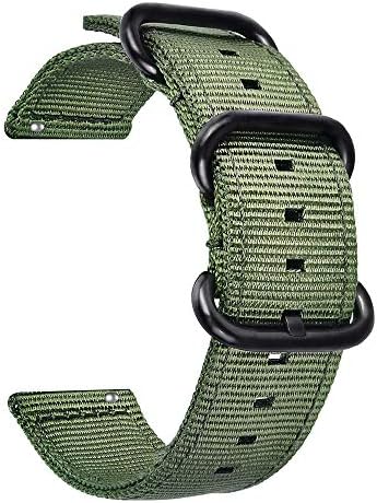 for Fossil Gen 5 Carlyle/Gen 5 Julianna Bands, ViCRiOR Premium Soft NATO Woven Nylon Quick Release Replacement Strap Watch Band for 22mm Fossil Gen 4 Explorist HR/Gen 3 Q Explorist, Green