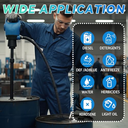Image of Electric Drum Pump, 55 Gallon AC /DC Drum Transfer Pump with Adjustable Suction Tube, Portable Electric Barrel Transfer System for Oil, Diesel, DEF, Water, Automotive & Industrial Use