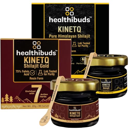 Image of KINETQ Shilajit Resin Combo 40g (Gold + Plain) | 75% Fulvic Acid | 500mg /Serving | With 7 Ayurvedic Herbs & 24K Gold | Pure Himalayan Shilajeet Resin