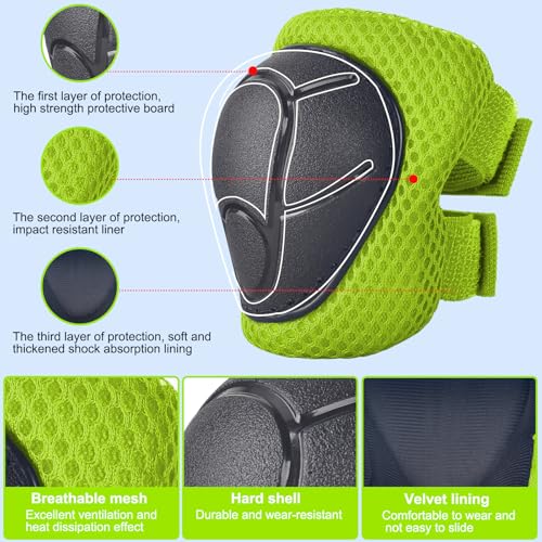 Banzk Kids/Youth Knee Pad Elbow Pads Guards Protective Gear Set for Children 3-14 Years Skateboard Roller Skating Skiing Rollerblading Cycling BMX Biking Running Scooter