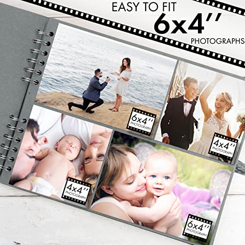 Bstorify Square Scrapbook Photo Albums 50 Pages (28 x 22 Cm) Grey Thick Paper, Hardcover, Ribbon Closure - Image 3