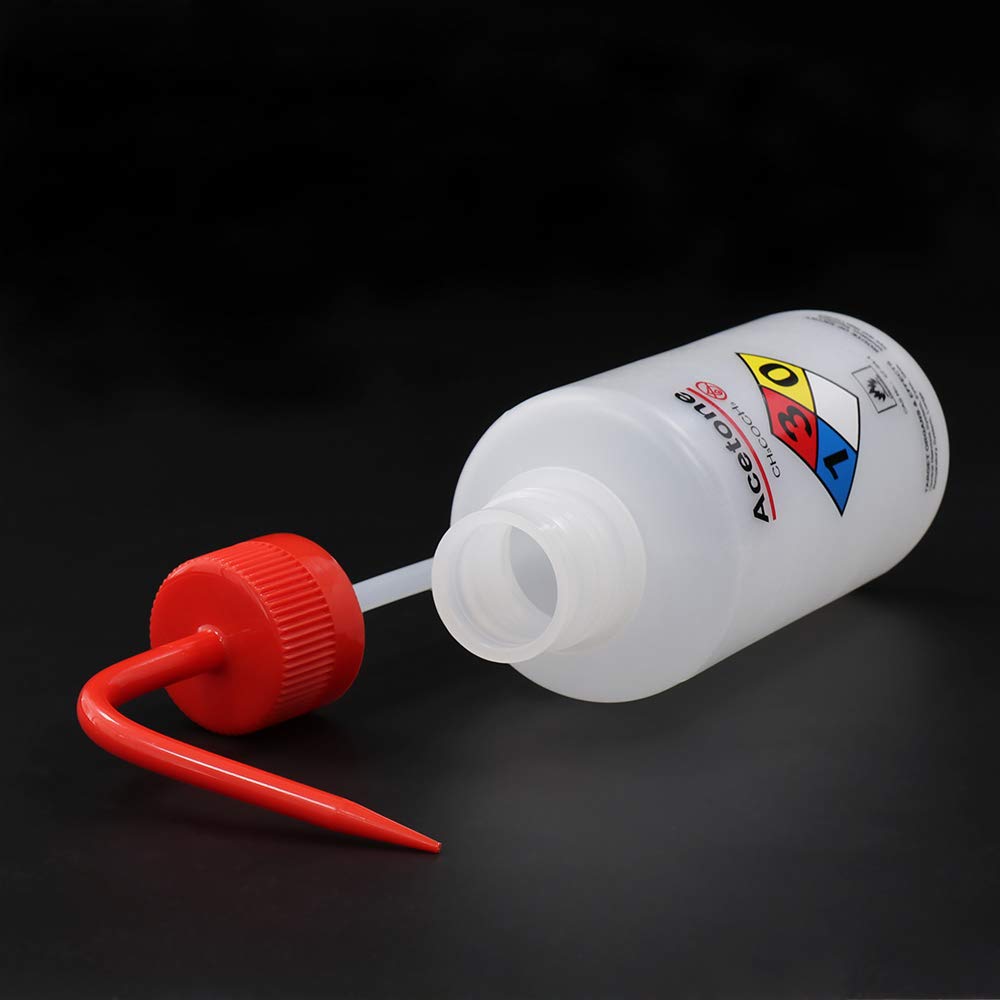 ULAB Juego de botellas de lavado científica, 1 de cada una para botellas de lavado de seguridad de autoventilación de agua destilada y acetona, vol.500 ml, material LDPE, 1 botella de lavado general