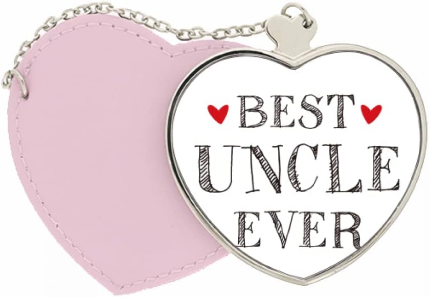 Best uncle ever Quote Heart Mirror Travel Purse Makeup Heart Pink