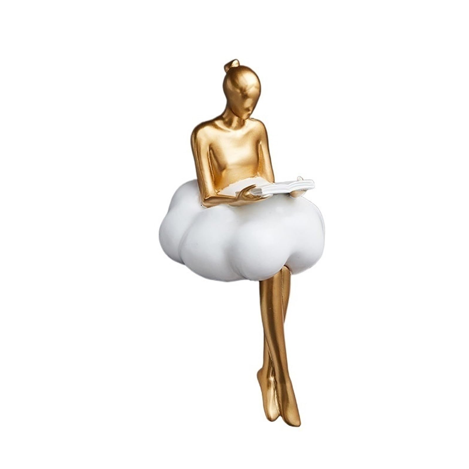 Zhaoj24-05 Art Sculptures Modern Abstract Cloud Girl Resin Sculpture Gold & White Art Figurines Home Office Decor Ornaments