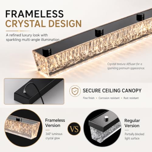 Suspension LED salle à manger noire de 180cm réglable avec télécommande - 7