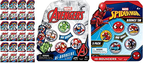 JA-RU Marvel Avengers & Spiderman Bouncy Balls Superballs Super Hi Bounce 1.2" (24 Packs) Superheroes & Fiends Fidget Bouncing Balls Small Toys for Kids Prize Gift Toy Birthday Supplies AB-6805-24