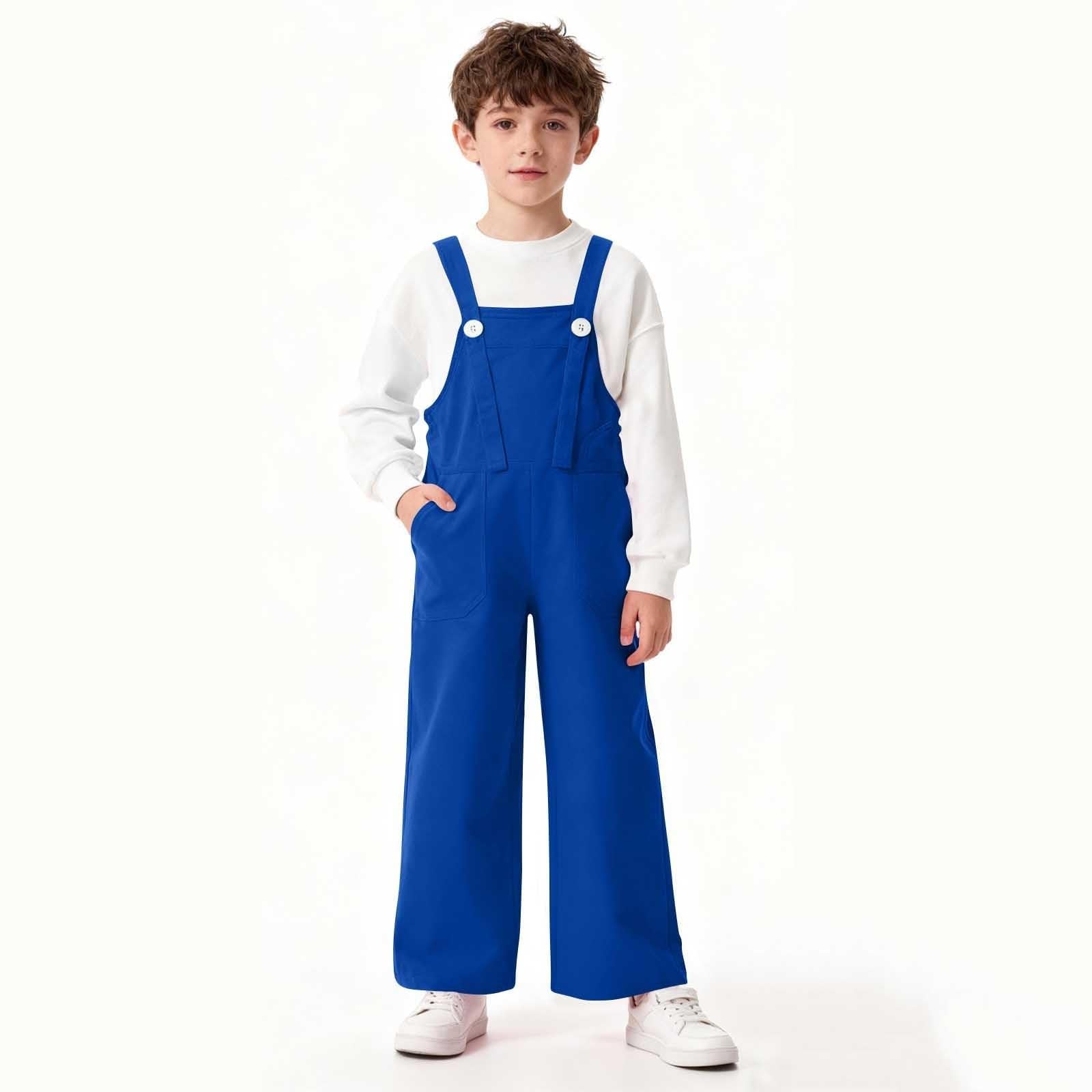Salopette en jean pour enfants et ados- Sans manches - Bretelles spaghetti réglables coupe ample - Salopette unie pour garçons et filles - Vêtement de printemps mignon - Denim Workwear Romper