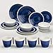 Melamin Geschirr Geschirrset 4 Personen Campinggeschirr Teller Tassen Schale 16 teilig blau weiß Tafelgeschirr Camping Outdoor Essgeschirr Kombiservice 16 TLG modern Melamingeschirr Picknickgeschirr