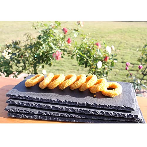 Tablero de queso de pizarra natural negro 12" x 5.5", pack de 5 unidades, para aperitivos, quesos, frutas y carnes, ideal para cocina y fiestas miniatura 5