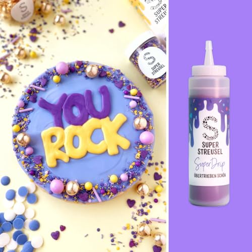 Super Streusel Super Drip RegenbogenSet 6x 130g Flaschen Vanille Schoko Geschmack | Drip Glasur für Kuchen Torten Plätzchen Muffins und co. | Drip Cake Glasur | Super Drip Cake Set