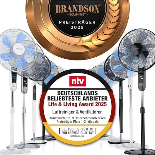 Brandson- Standventilator mit Fernbedienung Standlüfter- Ventilator höhenverstellbarer Standfuß- Neigungswinkel verstellbar- 50W- 3 verschiedene Geschwindigkeitsstufen- Oszillationsfunktion 80°-2