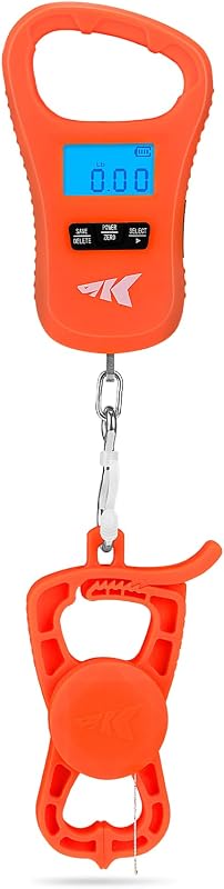 KastKing ToughTide USB Charging Fish Scale with Lip Gripper, Orange Combo | 65 lb Capacity, Ultra-Thin Design, with Measuring Tape, LCD Display, 8 Weight Memory, oz/lb/kg Multi-Modes
