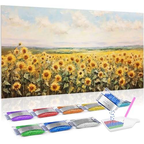 Art du diamant tournesol Jumpdot pour salon chaleureux 70x40cm
