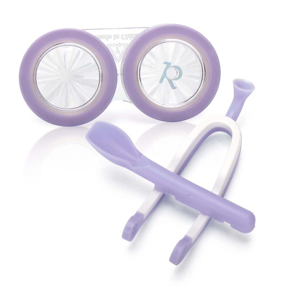 ofone Custodia per lenti a contatto Custodia per lenti a contatto Carina con pinzette, cestino portautensili portatile per contatti e contenitori per viaggi a casa (viola)