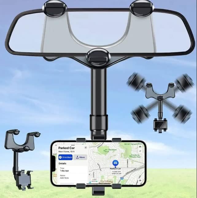 Coverzone Araba Cep Telefon Navigasyon GPS Tutucu 360 Derece Dönebilir Yukarı Aşağı Ayarlanabilir Araba Dikiz Aynası Universal Telefon Tutucu Multi Fonksiyonel