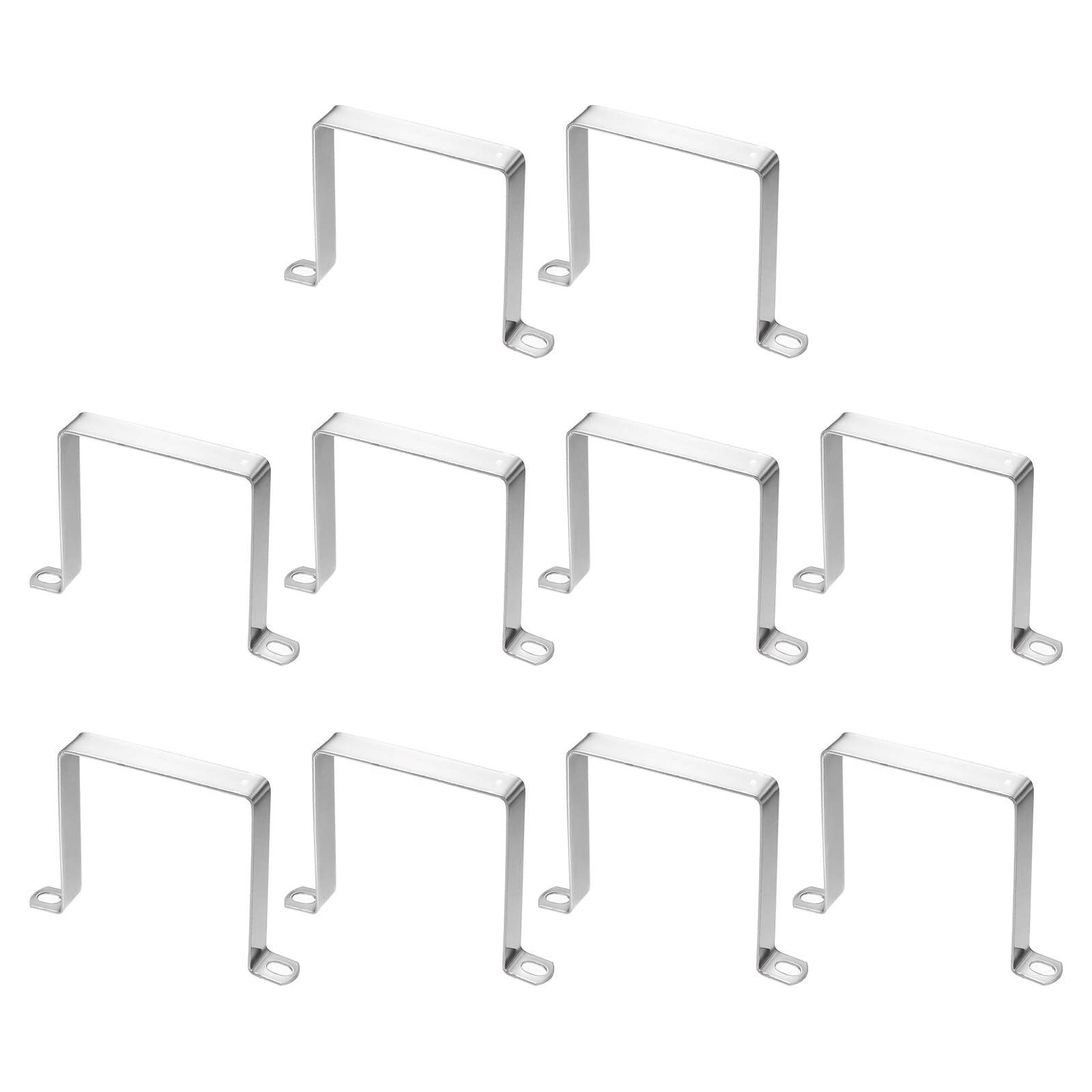 sourcing map 10pcs Square Pipe Clamp 90x90mm 304 Stainless Steel Square Tube Buckle U Shaped Tube Clamp Strut Connector for Pipe Hose Cable, Silver