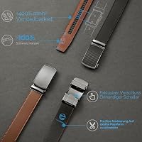 CHAOREN Gürtel Herren, Automatik Ledergürtel Herren 35mm ohne Löcher, Anthrazit/Schwarz, Taille 90-100cm (Gesamtlänge 115cm) – Ansicht 2