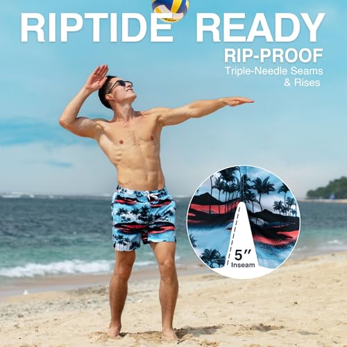 Image of Kanu Surf Men's Big Viper Extended Size Stripe Swim Trunk