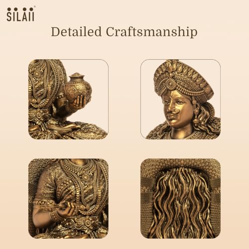 Image of SILAII Goddess Annapoorani Sculpture | 6 Inch Antique Bronze Finish | Annapurna Devi Idol for Home Temple, Pooja Room & Spiritual Decor
