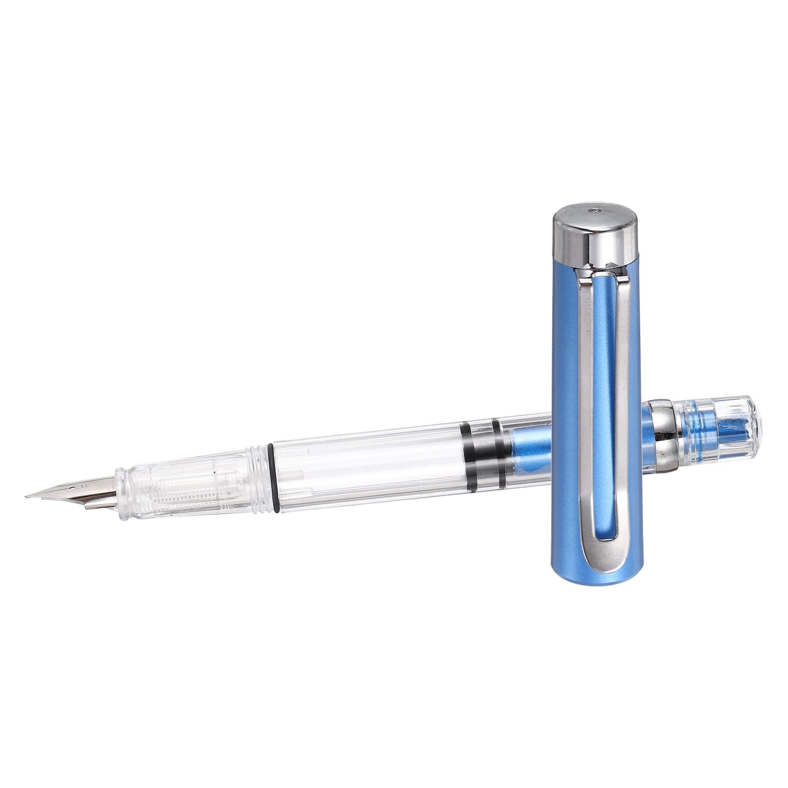 PATIKIL Iridium-Tipped Nib Fountain Pen, 1 Pack Calligraphy Pen Clear Barrel Smooth Writing with Refillable Ink Converter for Office Journaling Calligraphy Gift, Violet